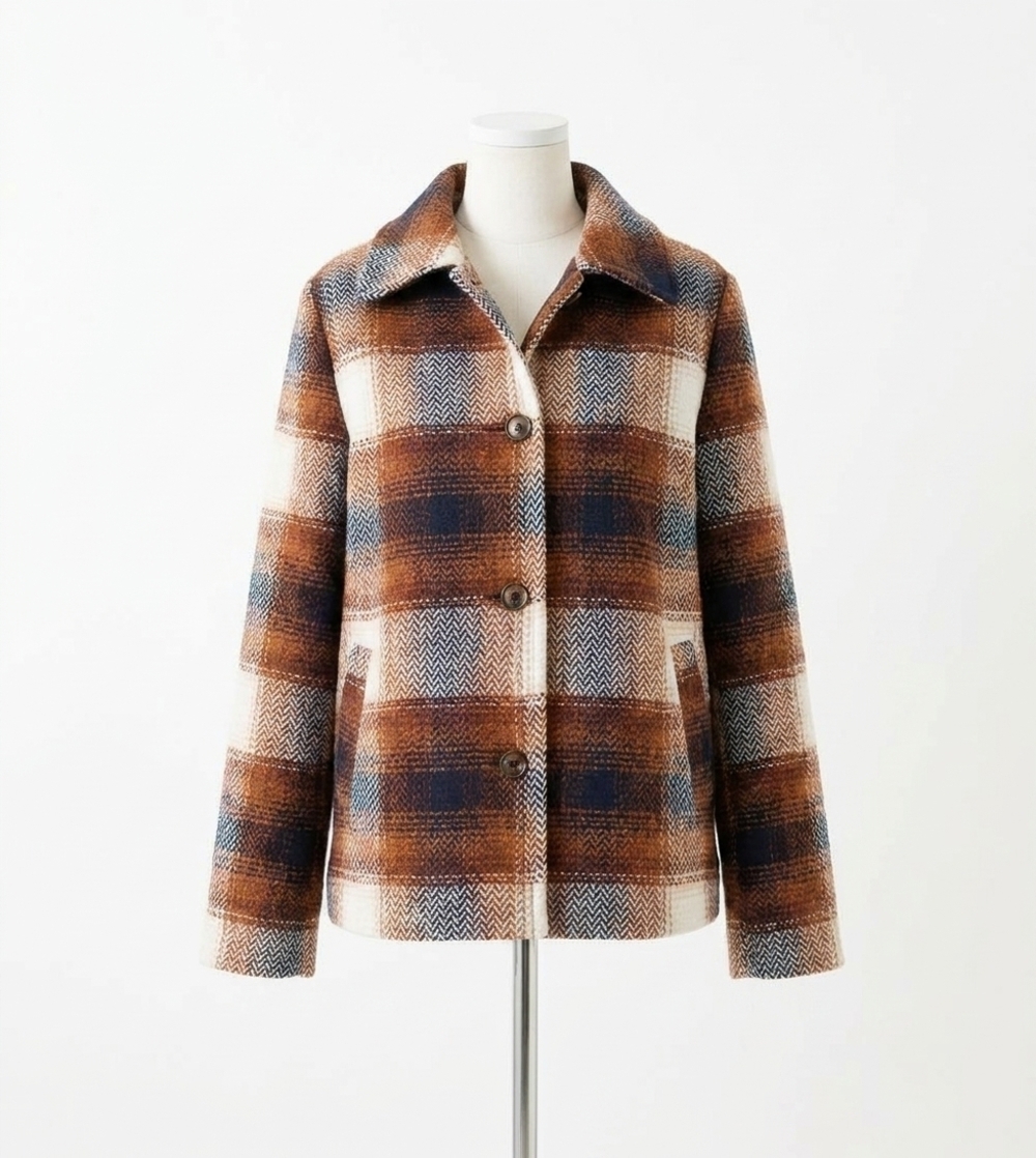NEW MOLLY BRACKEN short checked coat in brown